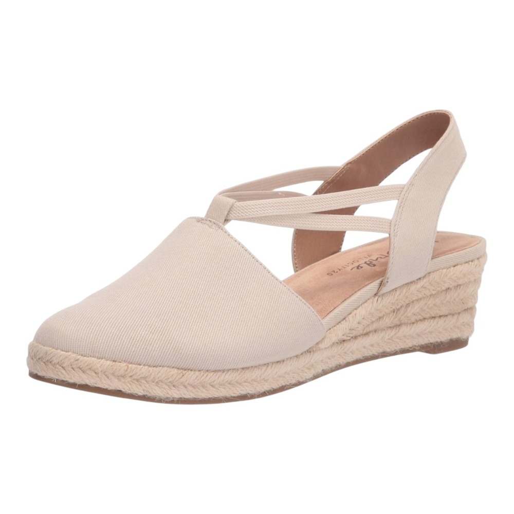 LifeStride‎ Katrina 2 Almond Canvas Espadrille Wedge Sandals Womens 11W NEW
